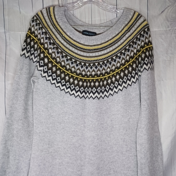 Cynthia Rowley Wool Blend Grey Fair Isle Sweater Dress - Women's M - Picture 3 of 14